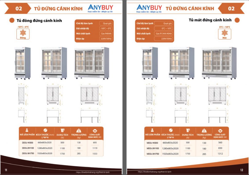 Catalogue Tủ Đứng Cánh Kính