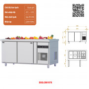 Tủ bàn Salad quạt gió 2 cánh BSQ-2MI1576 Tủ bàn Salad quạt gió 2 cánh BSQ-2MI1576
