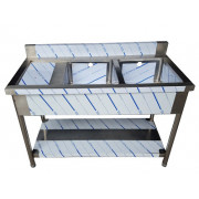 Chậu rửa inox công nghiệp 2 hố bàn ra đồ Chậu rửa inox công nghiệp 2 hố bàn ra đồ