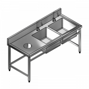 Bàn Inox 2 hố chậu - Có lỗ thóa rác bên trái Bàn Inox 2 hố chậu - Có lỗ thóa rác bên trái