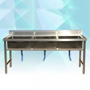 Chậu rửa inox nhà hàng 3 hố 1.8*0.6*0.8m Chậu rửa inox nhà hàng 3 hố 1.8*0.6*0.8m