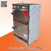 Tủ nấu cơm 8 khay dùng điện aptomat  kết hợp dùng ga khi mất điện