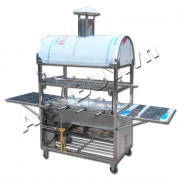 Lò quay vịt nướng than hoa inox 2 tầng 8 xiên kết hợp quay lợn LV-8N1Mv3