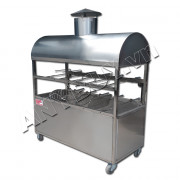 Lò quay vịt nướng than hoa inox 2 tầng 10 xiên Lò quay vịt nướng than hoa inox 2 tầng 10 xiên